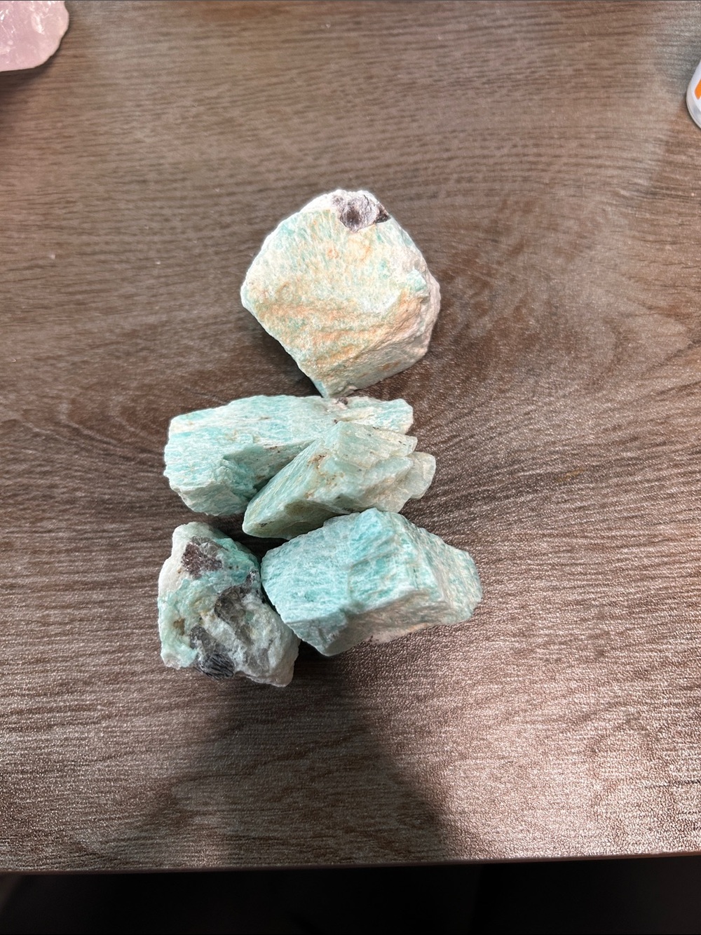 Raw Amazonite Decorative Stones - Light Aqua Green 5 gems included